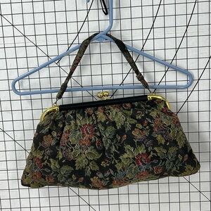 Unbranded Vintage Kiss lock floral tapestry print purse